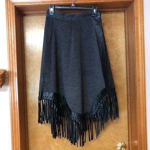 ASOS NWT gray black wrap fringe skirt